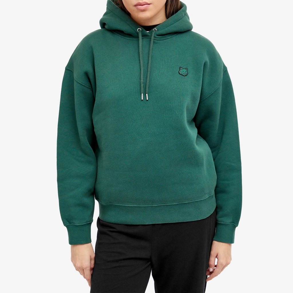 Maison Kitsune Tonal Fox Head Patch Comfort Hoodie Bottle Green